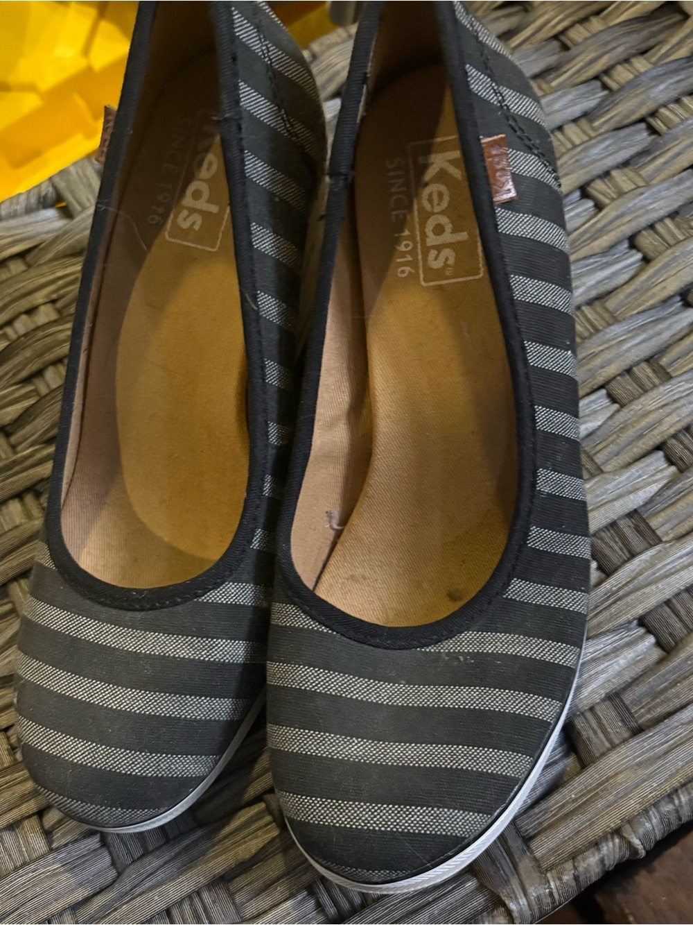 Keds Women’s Black and Gray Striped Ballet Flats